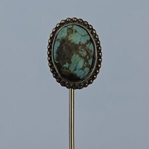 Antique 14k Yellow Gold Turquoise Stickpin Brooch